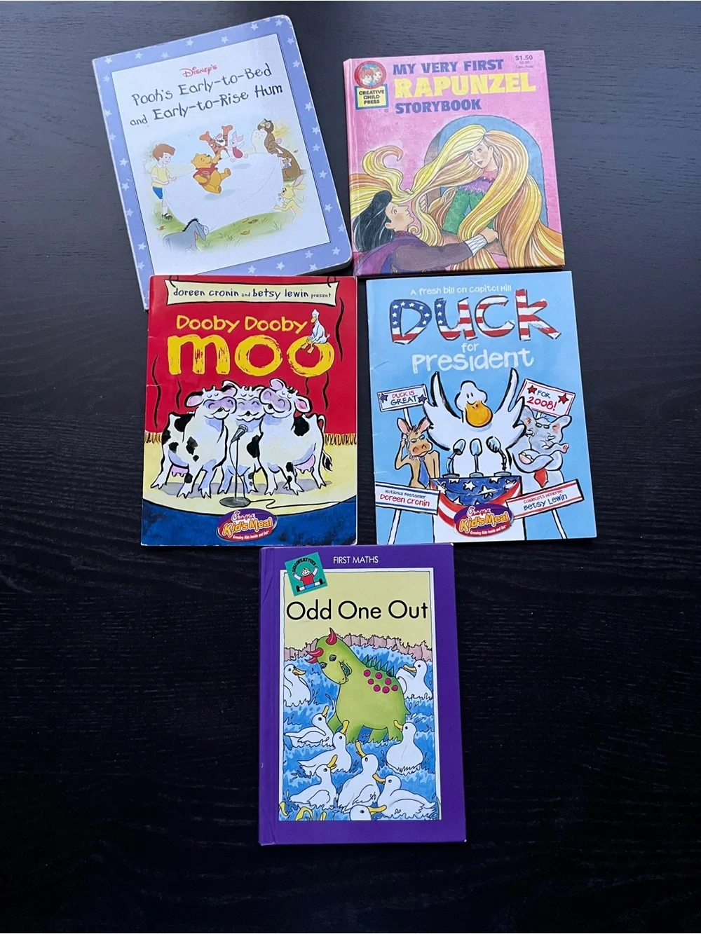 Vintage Childrens Picture Books Lot 5 Winnie Pooh Rapunzel Duck For President